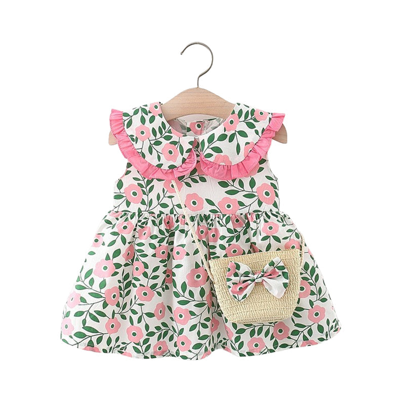 Baby Girls Flower Bow Print Dresses Bag Wholesale
