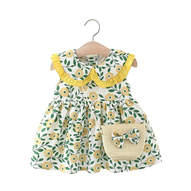 Baby Girls Flower Bow Print Dresses Bag Wholesale