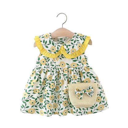 Baby Girls Flower Bow Print Dresses Bag Wholesale