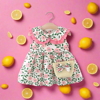 Baby Girls Flower Bow Print Dresses Bag Wholesale