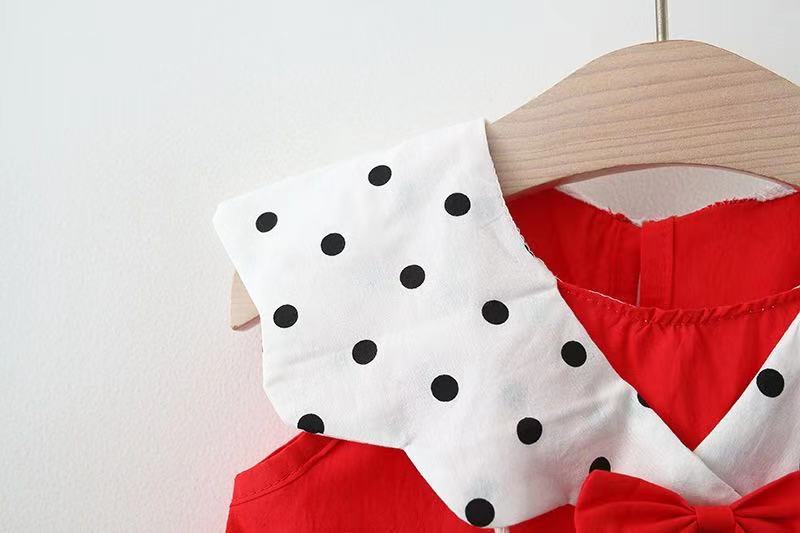 Baby Girls Polka dots Bow Print Dresses And Bag Wholesale