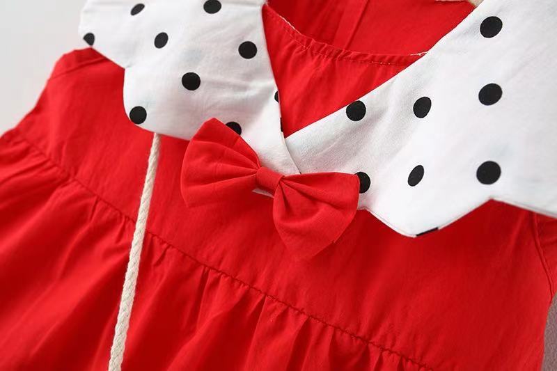 Baby Girls Polka dots Bow Print Dresses And Bag Wholesale