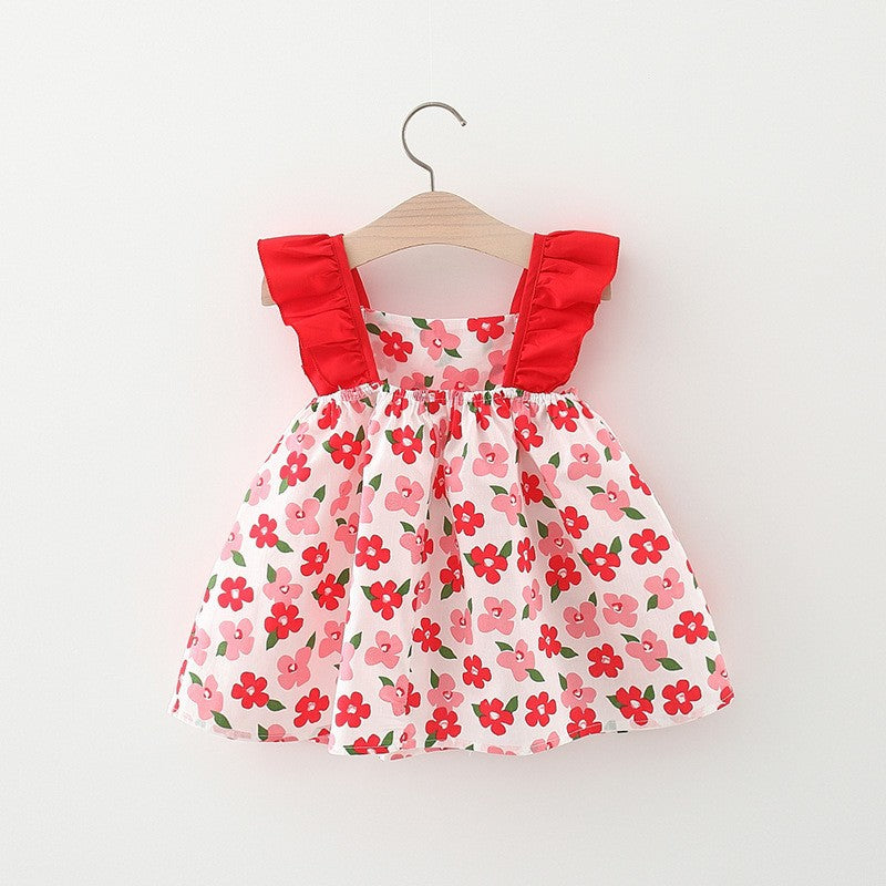 Baby Girls Flower Print Dresses And Bag Wholesale