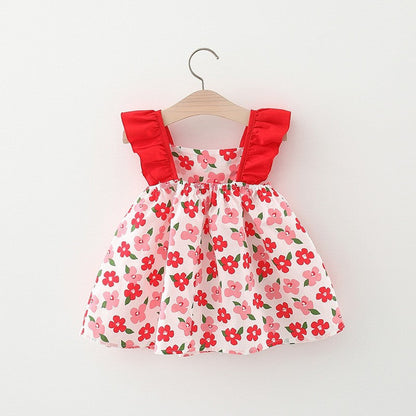 Baby Girls Flower Print Dresses And Bag Wholesale