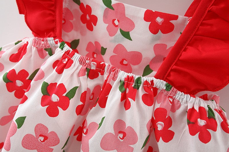 Baby Girls Flower Print Dresses And Bag Wholesale