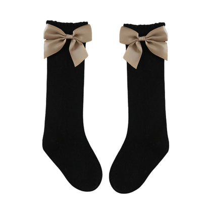 Baby Kid Girls Solid Color Bow Accessories Socks