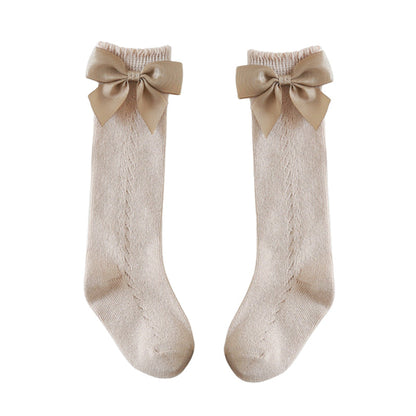 Baby Kid Girls Solid Color Bow Accessories Socks