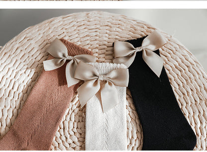 Baby Kid Girls Solid Color Bow Accessories Socks