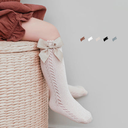 Baby Kid Girls Solid Color Bow Accessories Socks