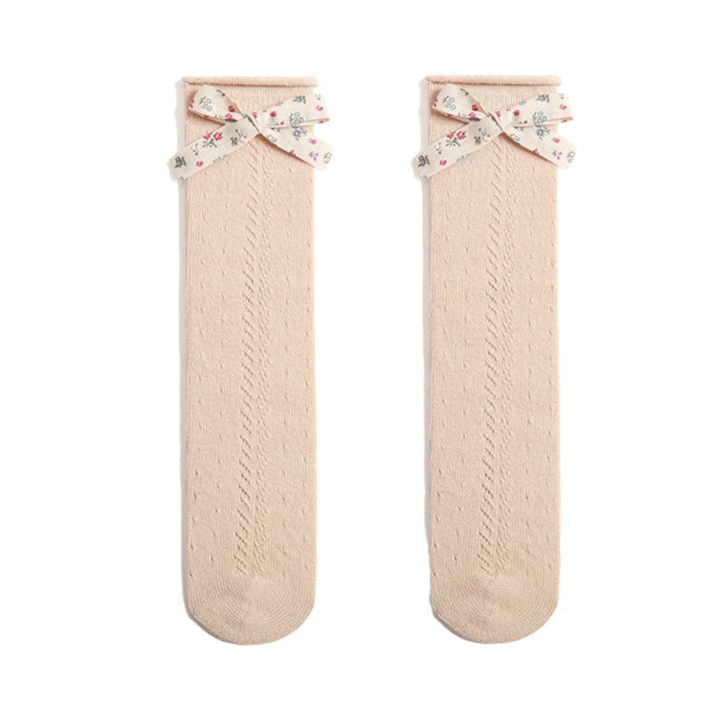 Girls Solid Color Bow Accessories Socks
