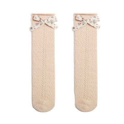 Girls Solid Color Bow Accessories Socks