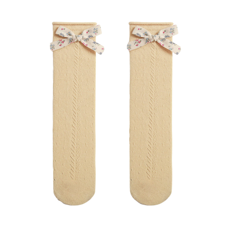 Girls Solid Color Bow Accessories Socks