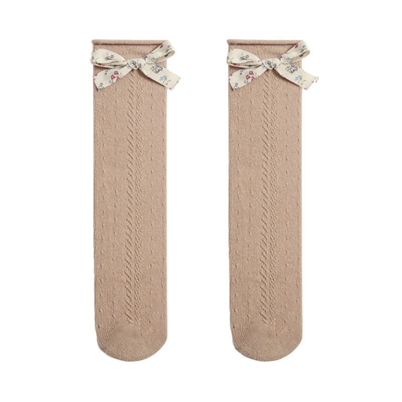 Girls Solid Color Bow Accessories Socks