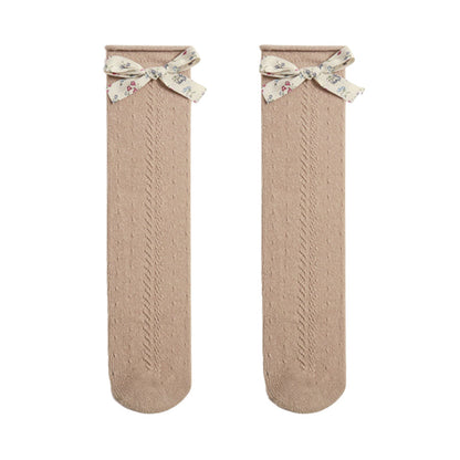 Girls Solid Color Bow Accessories Socks