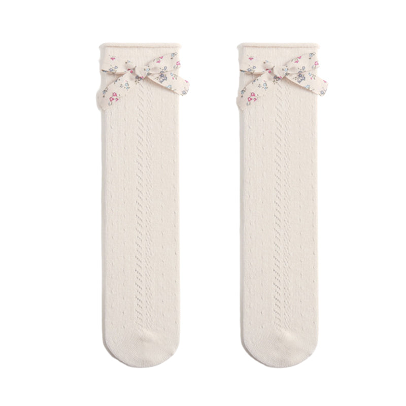 Girls Solid Color Bow Accessories Socks