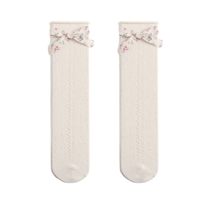 Girls Solid Color Bow Accessories Socks