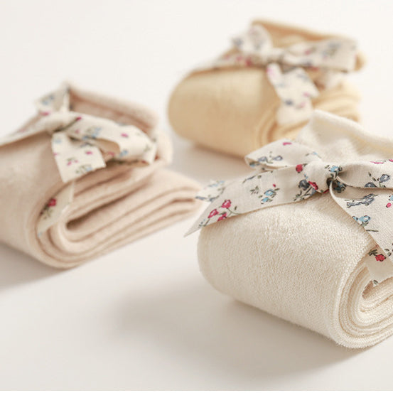 Girls Solid Color Bow Accessories Socks