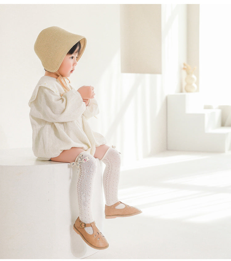 Girls Solid Color Bow Accessories Socks