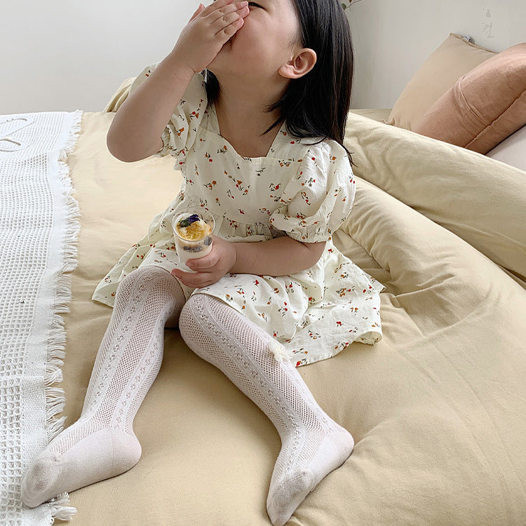 Baby Kid Girls Solid Color Flower Accessories Socks