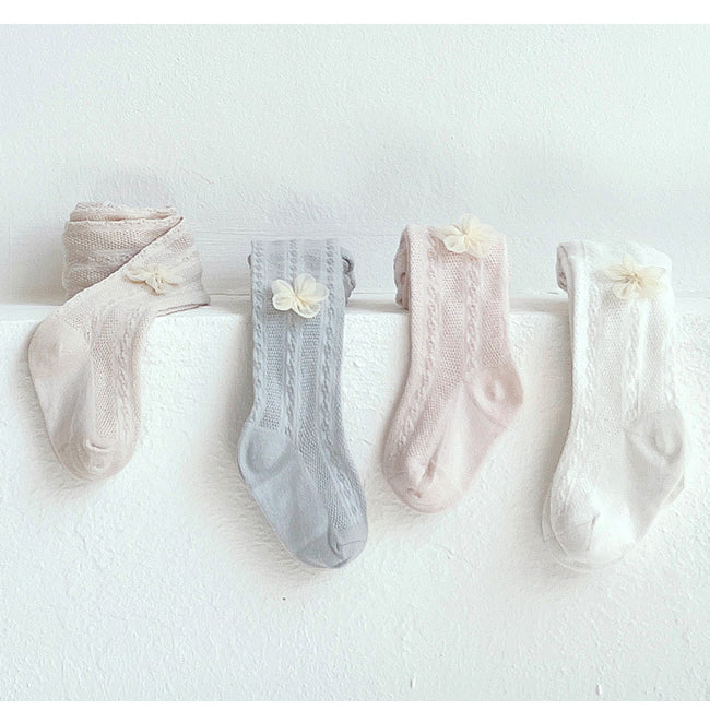 Baby Kid Girls Solid Color Flower Accessories Socks