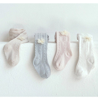 Baby Kid Girls Solid Color Flower Accessories Socks