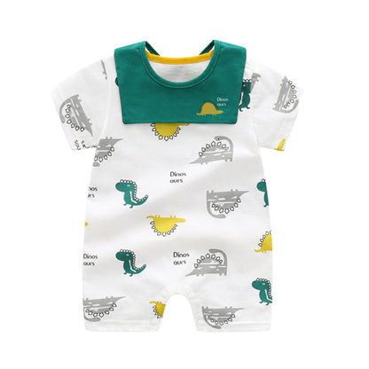 Baby Fruit Dinosaur Star Print Rompers And Baby Bibs