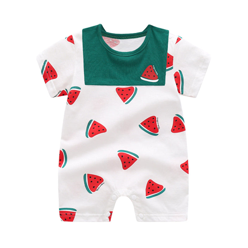 Baby Fruit Dinosaur Star Print Rompers And Baby Bibs