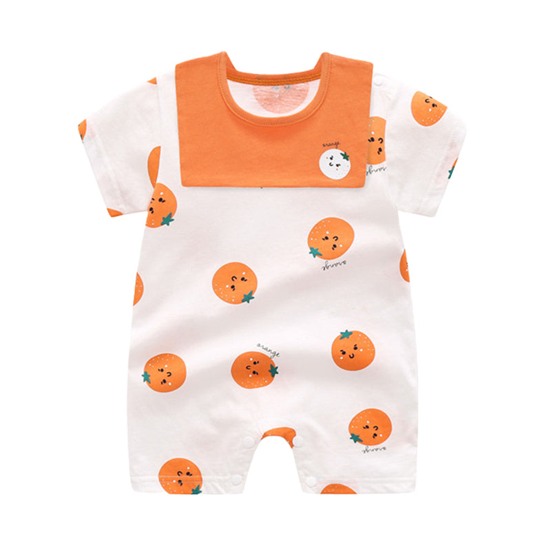 Baby Fruit Dinosaur Star Print Rompers And Baby Bibs