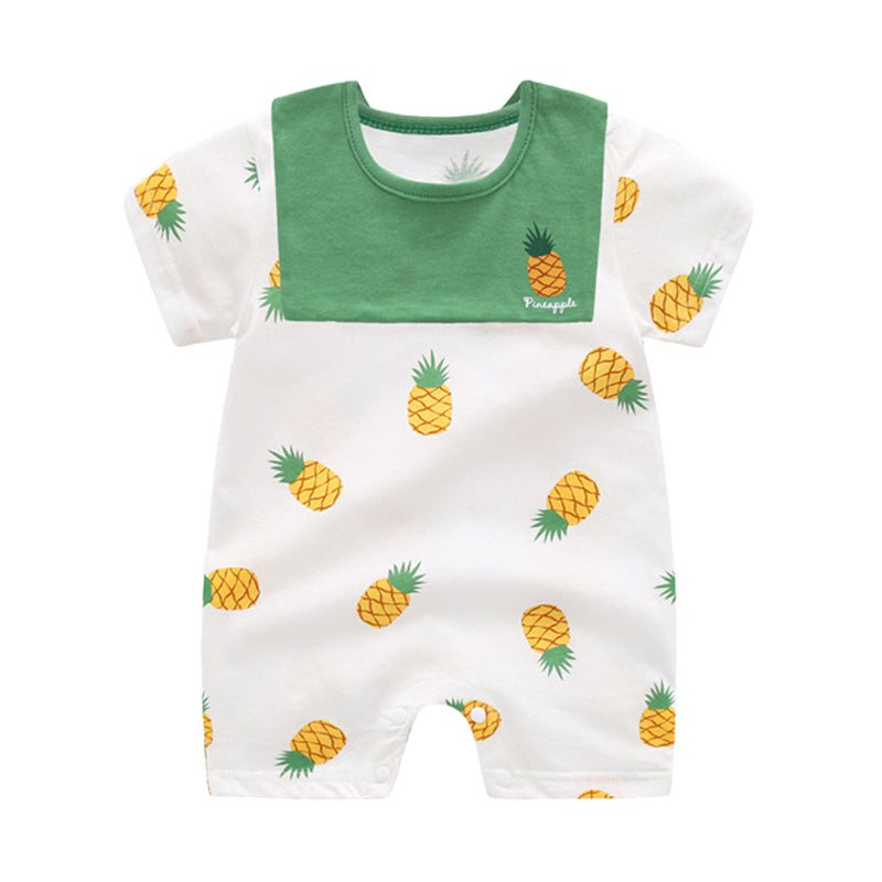 Baby Fruit Dinosaur Star Print Rompers And Baby Bibs