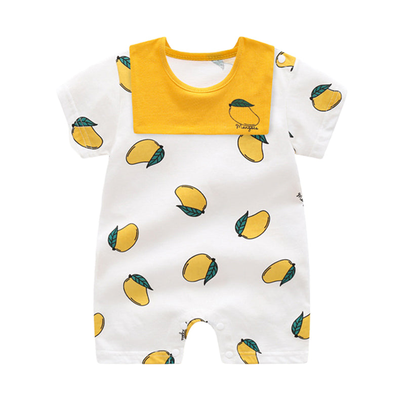 Baby Fruit Dinosaur Star Print Rompers And Baby Bibs
