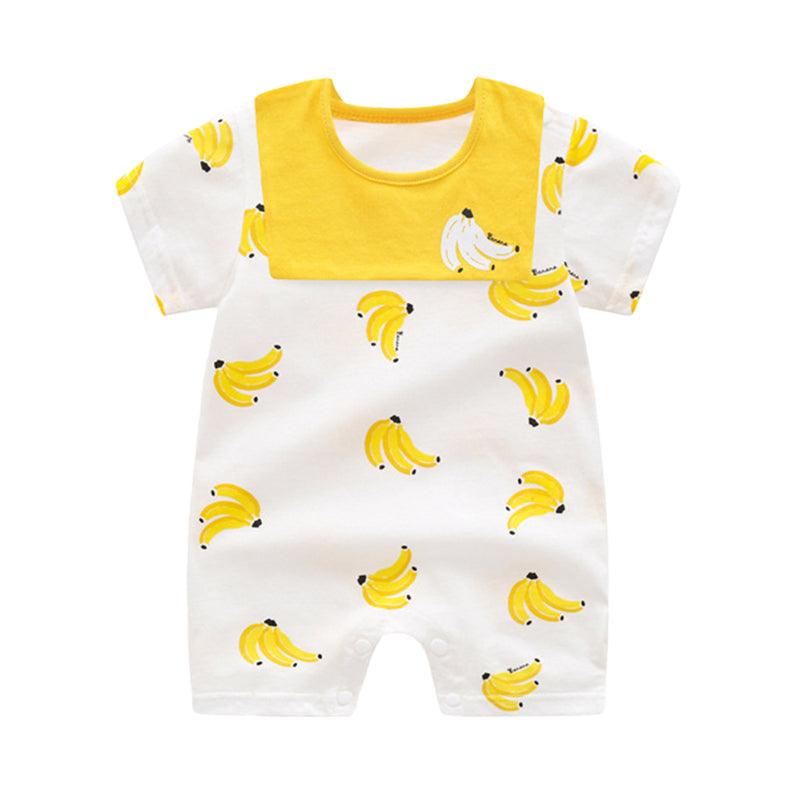 Baby Fruit Dinosaur Star Print Rompers And Baby Bibs