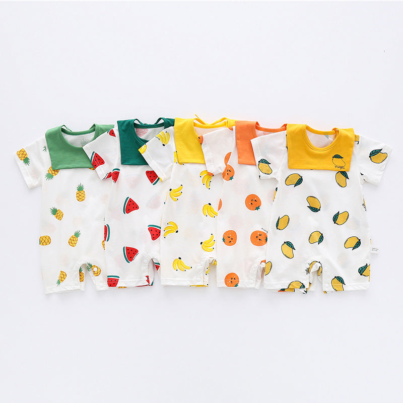Baby Fruit Dinosaur Star Print Rompers And Baby Bibs