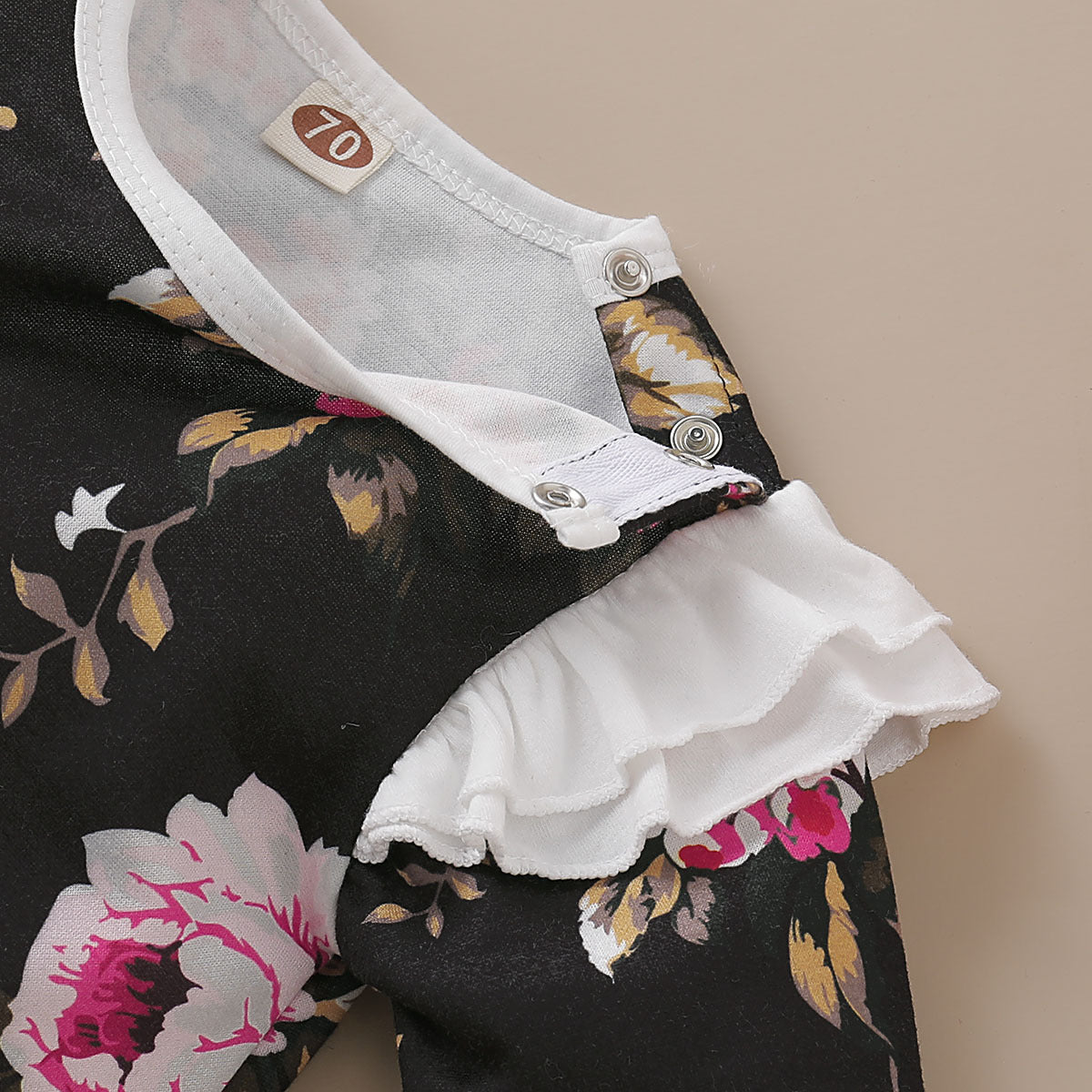 Baby Girls Flower Print Jumpsuits Headwear