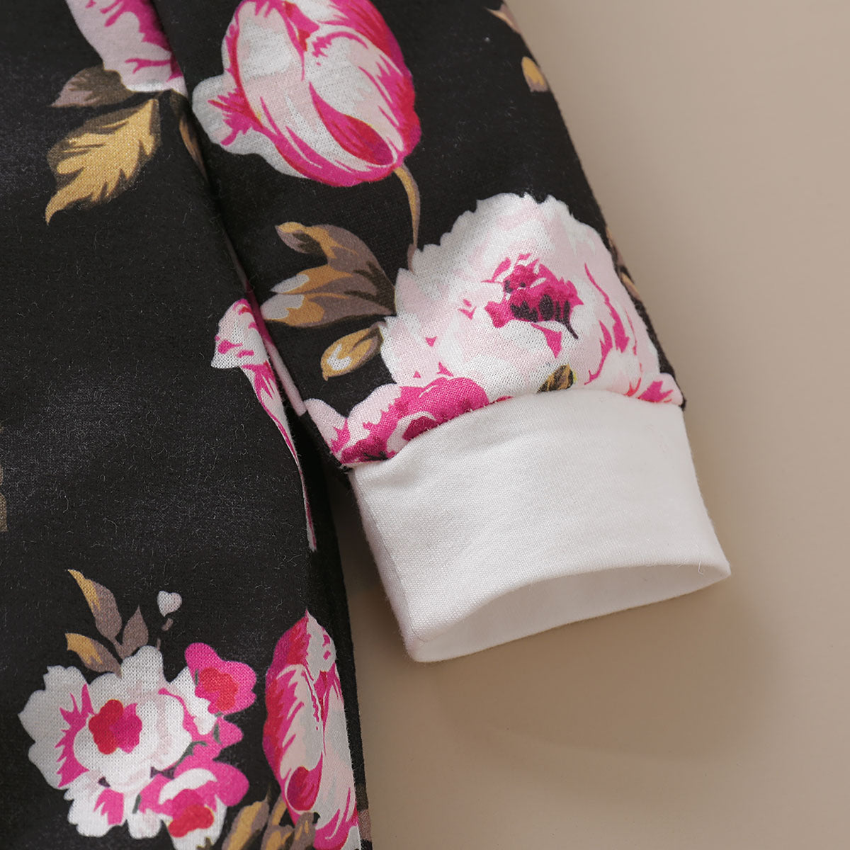 Baby Girls Flower Print Jumpsuits Headwear