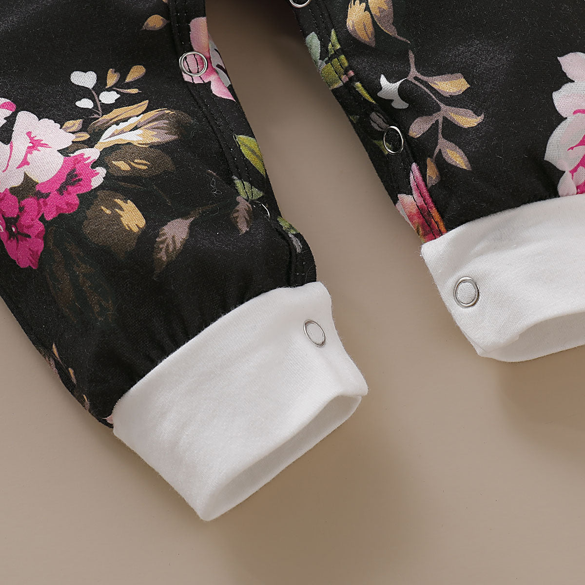 Baby Girls Flower Print Jumpsuits Headwear