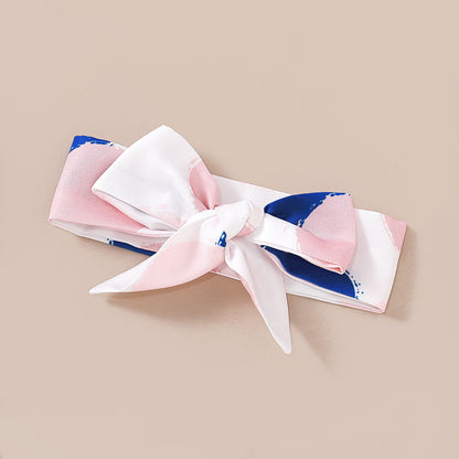 Baby Kid Girls Polka dots Bow Print Dresses Headwear