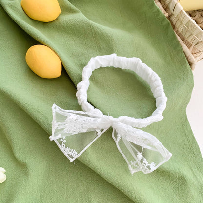 Baby Girls Solid Color Lace Rompers And Headwear