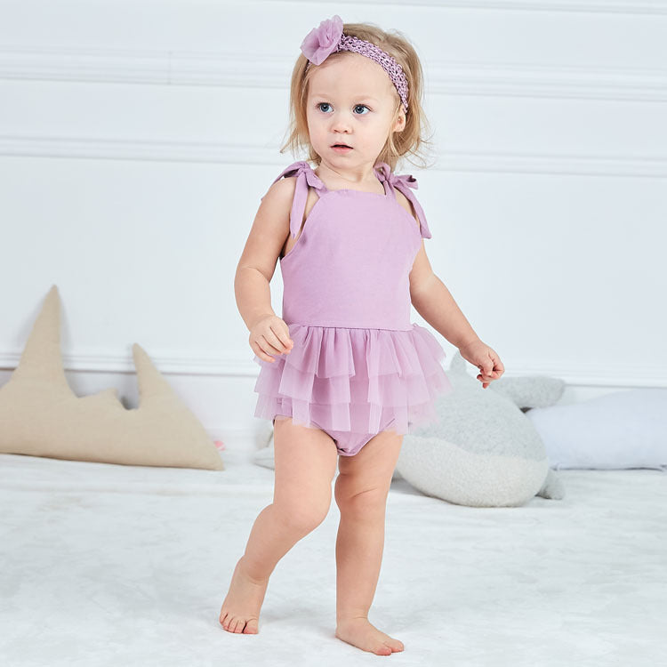 Baby Girls Solid Color Bow Rompers Headwear Wholesale 22051609