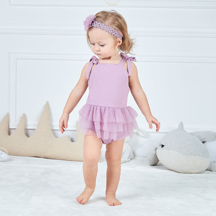 Baby Girls Solid Color Bow Rompers Headwear Wholesale 22051609