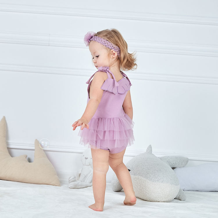 Baby Girls Solid Color Bow Rompers Headwear Wholesale 22051609