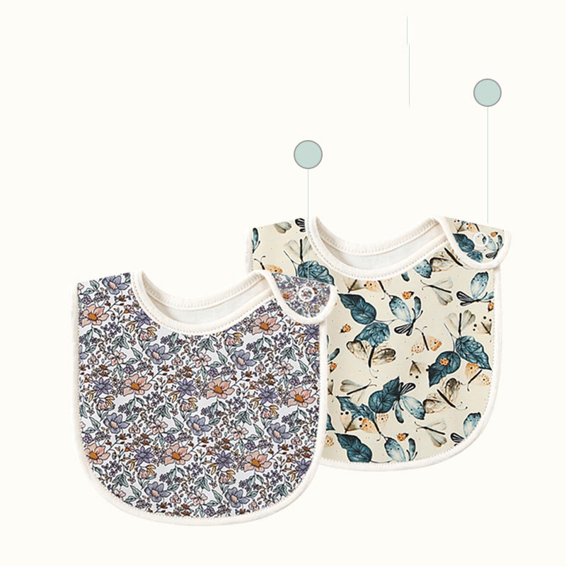 Baby Unisex Flower Butterfly Plant Print Baby Bibs