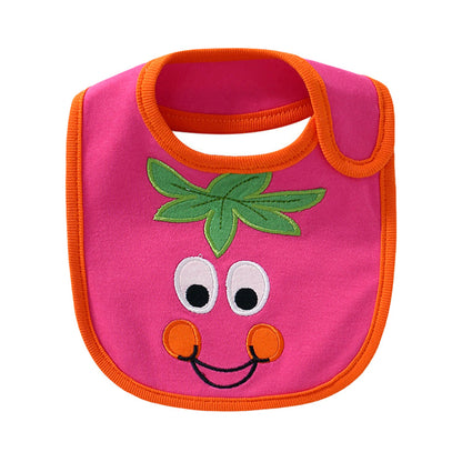Unisex Solid Color Cartoon Embroidered Baby Bibs