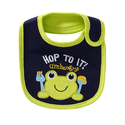 Unisex Solid Color Cartoon Embroidered Baby Bibs