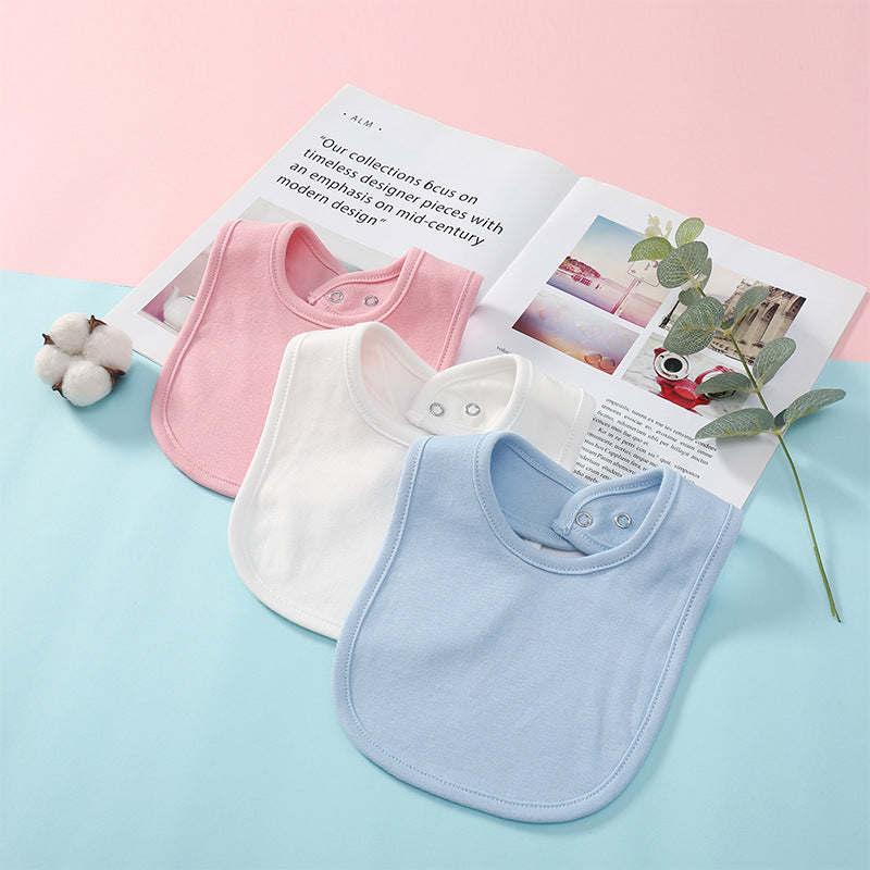 Unisex Solid Color Cartoon Embroidered Baby Bibs