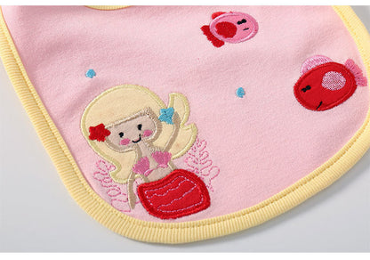 Unisex Solid Color Cartoon Embroidered Baby Bibs