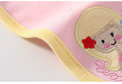 Unisex Solid Color Cartoon Embroidered Baby Bibs