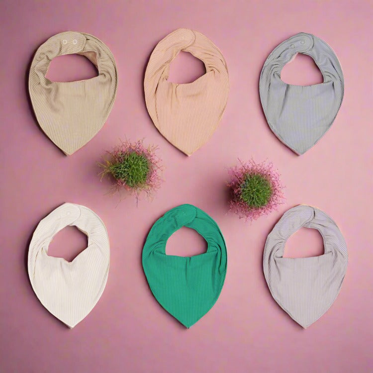 Unisex Solid Color Muslin & Ribbed Baby Bibs Wholesale