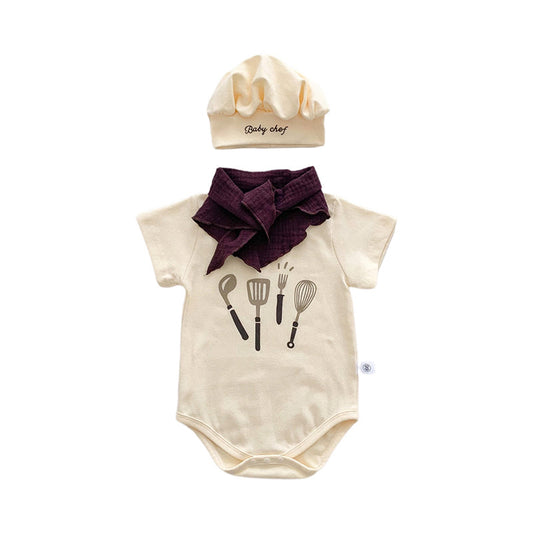 Baby Girls Boys Letters Checked Cartoon Print Rompers Baby Bibs Accessories Hats Wholesale 220518425