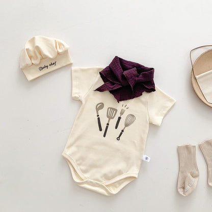 Baby Girls Boys Letters Checked Cartoon Print Rompers Baby Bibs Accessories Hats Wholesale 220518425