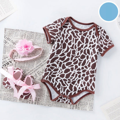 3 Pieces Set Baby Girls Rompers And Bow Shoes And Headwear